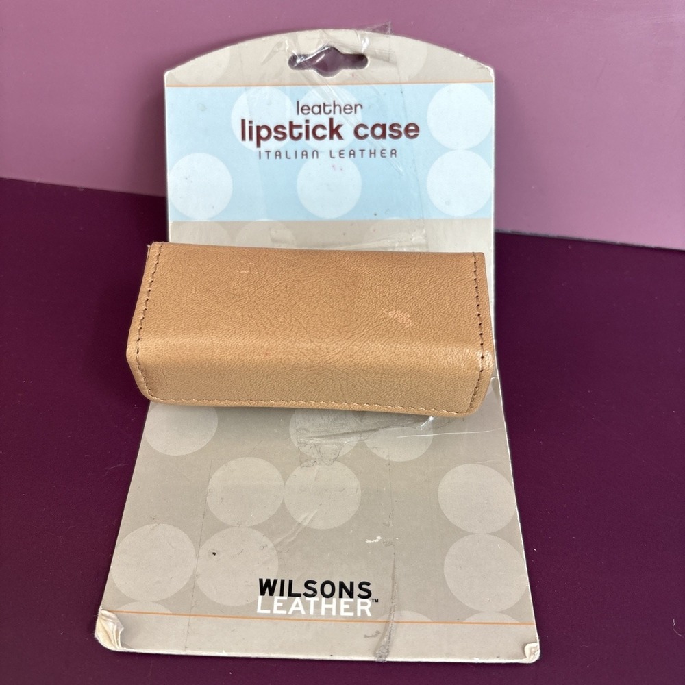 Wilson Leather Lipstick Case Mirror Tan Italian Leather Pelle Studio NEW